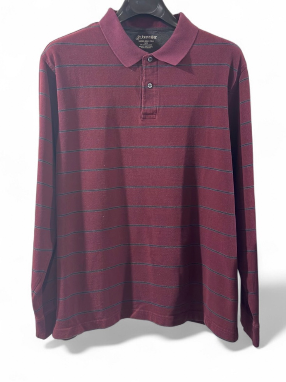 VTG Burgundy Striped Suede Jersey Polo Shirt Size Menβs XL